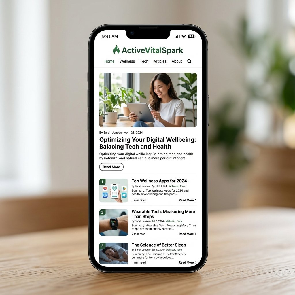 ActiveVitalSpark mobile website screenshot showing clean UI